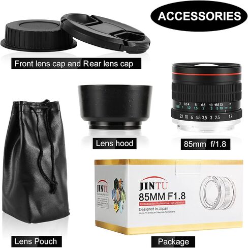 JINTU 85mm F1.8 عدسات كاميرا بورتريه يدوية لكاميرات Canon EOS Rebel XT XTi XS XSi T1i 5D 6D 7D T2i T3 T3i T4i T5 T5i T6i T7i T8i 4000D 2000D 1300D 800D 850D 50D 90D EF SLR in Kuwait