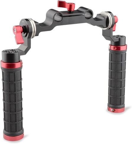 CAMVATE Rubber Handle Grip Shoulder Mount Rig with Rosette Standard Accessory for DSLR(Red,M6 Thread,31.8 mm) - 1472 in Saudi Arabia