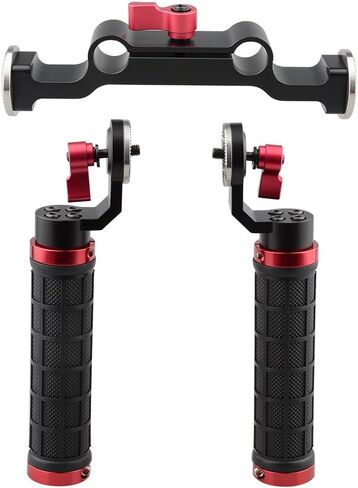 CAMVATE Rubber Handle Grip Shoulder Mount Rig with Rosette Standard Accessory for DSLR(Red,M6 Thread,31.8 mm) - 1472 in Saudi Arabia