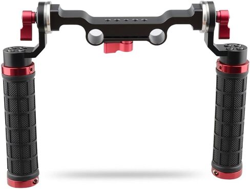CAMVATE Rubber Handle Grip Shoulder Mount Rig with Rosette Standard Accessory for DSLR(Red,M6 Thread,31.8 mm) - 1472 in Saudi Arabia