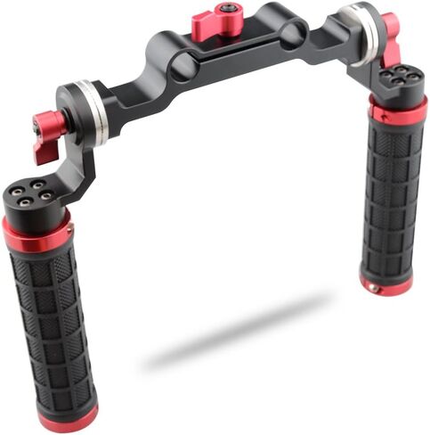 CAMVATE Rubber Handle Grip Shoulder Mount Rig with Rosette Standard Accessory for DSLR(Red,M6 Thread,31.8 mm) - 1472 in Saudi Arabia