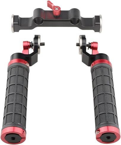 CAMVATE Rubber Handle Grip Shoulder Mount Rig with Rosette Standard Accessory for DSLR(Red,M6 Thread,31.8 mm) - 1472 in Saudi Arabia
