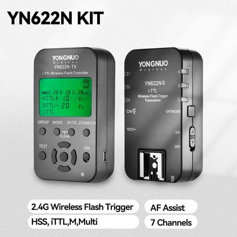 مجموعة جهاز ارسال واستقبال يونغنو YN622 N Kit TX من بيوي فوتو يونغنو YN-622 وجهاز ارسال TX yn-622tx لنيكون (LCD، 100 متر، اسود in Saudi Arabia