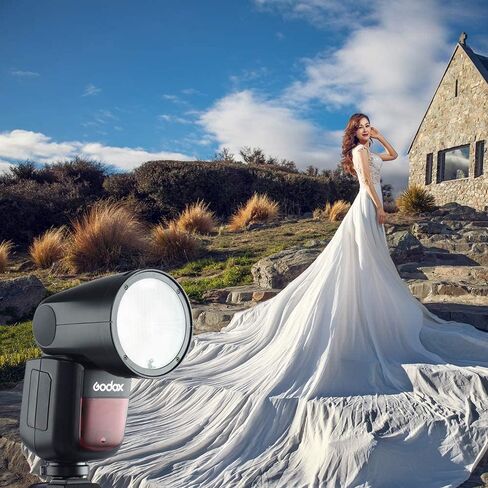 GODOX V1-C TTL Round Head Camera Flash 2W LED Modeling Light, 1/8000s High-Speed Sync, 480 Full Power Flash, 5600±200K Color Temperature, Quick Release Lock, Suitable for Canon EOS Series Cameras in Saudi Arabia