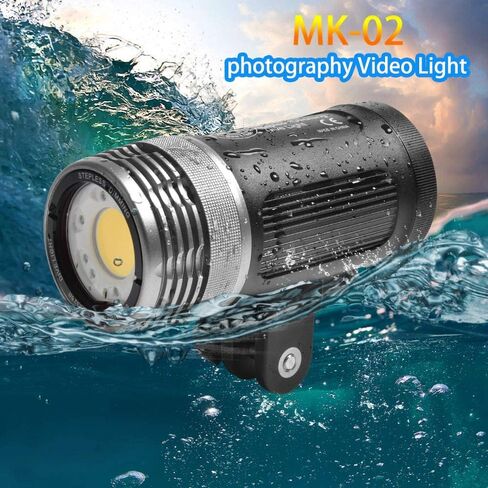 Searogs MK-02 مصباح يدوي احترافي للغوص تحت الماء ضوء ستروب للغوص 6000LM 100m مقاوم للماء LED للتصوير الفوتوغرافي (أسود، MK-02) in Saudi Arabia