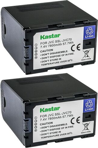 بطارية Kastar SSL-JVC70 بديلة مكونة من 4 قطع لـ JVC GY-HM200HW، GY-HM200SP، GY-HM200SP Sports، GY-HM250 GY-HM250SP، GY-HM600، GY-HM600E، GY-HM600EC، GY-HM620U، GY-HM650، كاميرا GY-HM650U، كاميرا GY-HM650SC in Kuwait