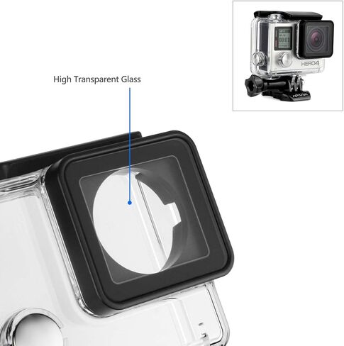 SOONSUN Waterproof Housing Case with Dive Filters for GoPro Hero 3, Hero3+, Hero 4 Silver Black Cameras, 40m Underwater Dive Housing Case with Filters, Spare Backdoor, Bracket Buckle Accessories in Saudi Arabia