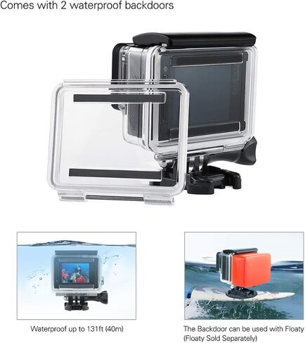 SOONSUN Waterproof Housing Case with Dive Filters for GoPro Hero 3, Hero3+, Hero 4 Silver Black Cameras, 40m Underwater Dive Housing Case with Filters, Spare Backdoor, Bracket Buckle Accessories in Saudi Arabia