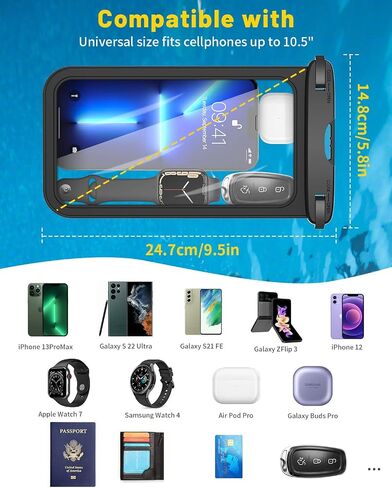 حافظة تصوير غوص عالمية من AICase لهاتف iPhone 14 Pro Max/13 Pro Max/12 Pro Max/11/XS/XR/X/8/7/6S، حافظة واقية تحت الماء بطول 15 متر لهاتف Samsung S23 Ultra/S22 Ultra حتى 6.9 بوصة in Kuwait