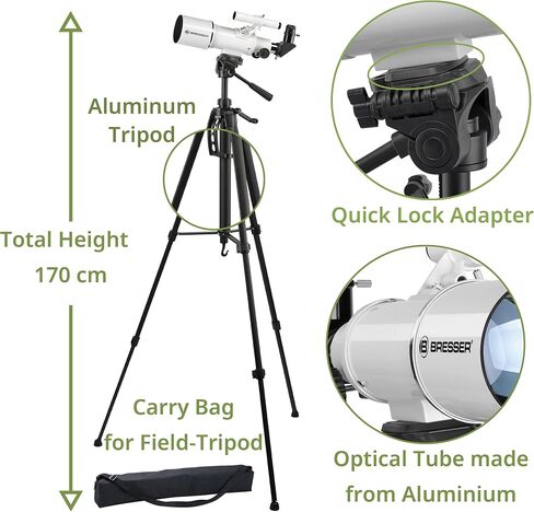 Bresser Classic 70/350 Refractor Telescope with Aluminium Mount and Smartphone Holder in Kuwait