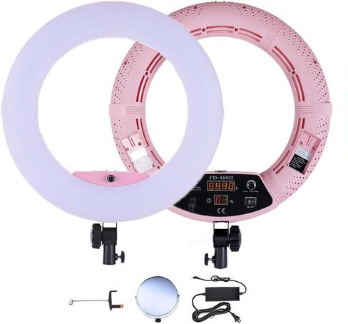 Dimmable LED Ring Light FD-480II Lighting Kit for Makeup Portrait Selfie YouTube Photo Video Studio Photography with Tripod Stand, Mirror, Photo Holder, Batteries, Chargers and Carrying Case in Saudi Arabia