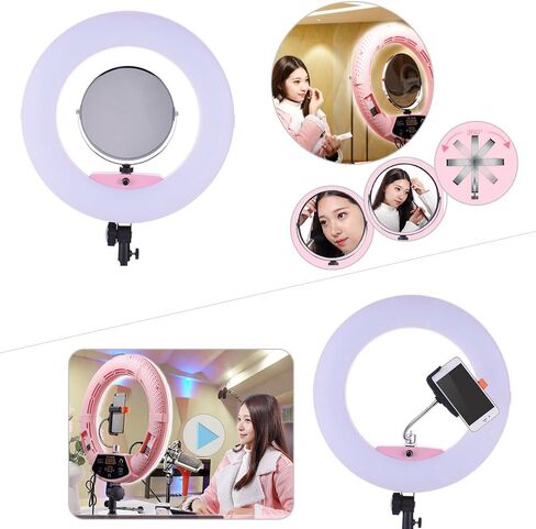 Dimmable LED Ring Light FD-480II Lighting Kit for Makeup Portrait Selfie YouTube Photo Video Studio Photography with Tripod Stand, Mirror, Photo Holder, Batteries, Chargers and Carrying Case in Saudi Arabia