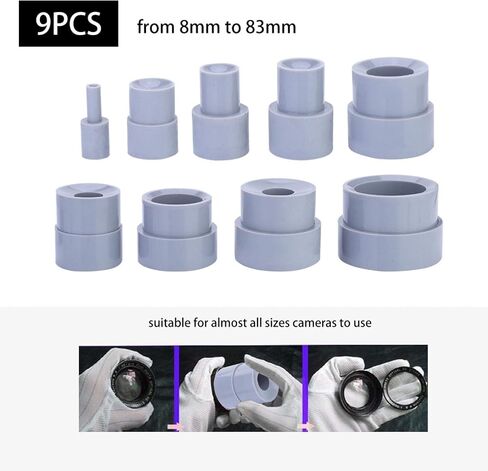 Hilitand 9pcs Camera DSLR Lens Repair Tools Set for Photographers,8-83mm Lenses Removal Rubber Accessory Lens Accessories for Almost Cameras to Use in Saudi Arabia
