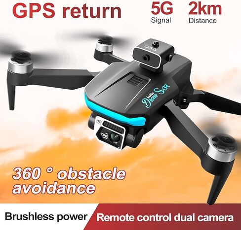 طائرة بدون طيار HK132 مع كاميرا للبالغين 4K 1080P HD قابلة للطي بدون طيار RC ألعاب بدون طيار GPS إرجاع تلقائي بلمسة واحدة وعدسة قابلة للتعديل (مع حقيبة حمل) (أسود) in Kuwait