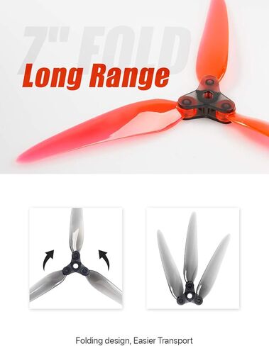 4 Pairs of Dalprop fold f7 7 inch Folding Propeller Props for Freestyle Micro Carbon Fiber FPV Racing Quadcopter Quad Drone Frame (Red) in Kuwait