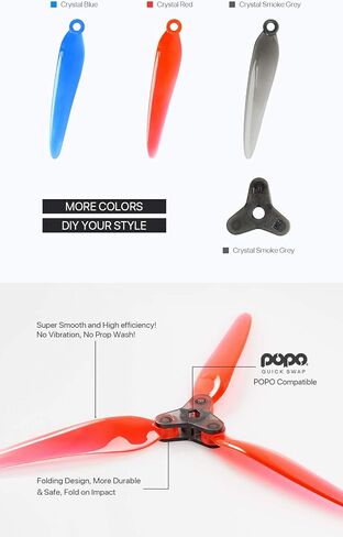 4 Pairs of Dalprop fold f7 7 inch Folding Propeller Props for Freestyle Micro Carbon Fiber FPV Racing Quadcopter Quad Drone Frame (Red) in Kuwait