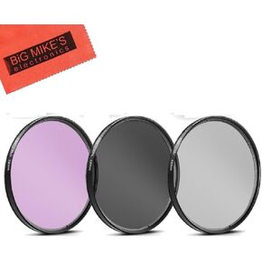 72mm Multi-Coated 3 Piece Filter Kit (UV-CPL-FLD) for Select Canon, Nikon, Sony, FujiFilm, Olympus, Pentax, Sigma, Tamron Digital Cameras, SLR Lenses, and Camcorders + Microfiber Cleaning Cloth in Saudi Arabia