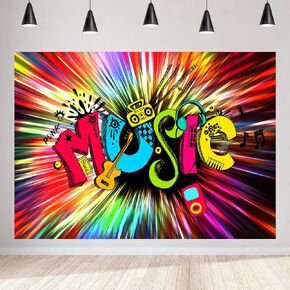 Colorful Music Party Backdrop Guitar Speaker Photo Background MEETSIOY Hip Hop Disco Studio Prop Banner Birthday Party Supplies Photography Backdrop 5x3ft BJZSMT124 in Kuwait