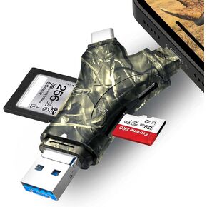 Trail Camera Viewer SD Card Reader for iPhone/iPad,4 IN 1 Trail Game Camera SD Card Reader for iPhone/iPad/USB C & Micro USB Android/Pcs,Hunting & Trail Camera Viwer Supports SD,Micro SD,Plug and Play in Saudi Arabia