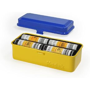 حافظة فيلم KODAK 120/135 - لـ 8 لفات من 120 فيلمًا / 10 لفات من أفلام 35 مم - علبة فولاذية قديمة لفرز وحماية الفيلم (أسود) (الفيلم غير متضمن) in Kuwait