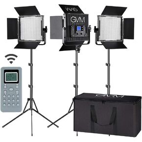 LED Video Light GVM 672S CRI97+ TLCI97+ 22000lux Dimmable Bi-color 3200K-5600K Light Panel With Digital Display For Outdoor Interview Studio Video Making Photography Lighting 3 pcs Kit in Kuwait