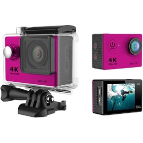 Action Camera, H9 Ultra HD 1080P 4K Action Camera 30M Waterproof with 2.0' Screen 170° Wide View Angle Wi-Fi Sport Cam, with HDMI HD Output,Pink in Kuwait