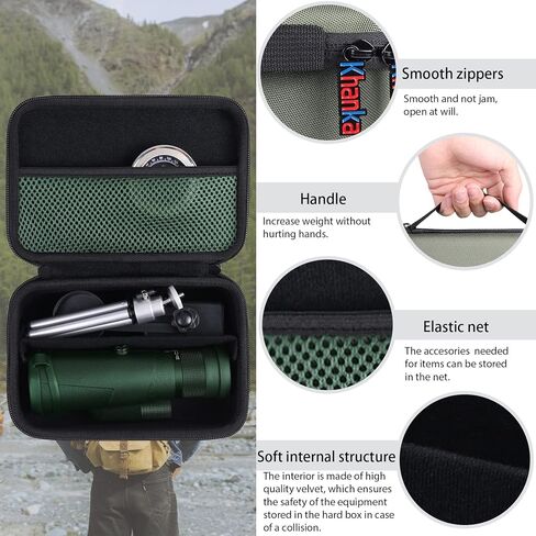 Khanka Hard Monocular Telescope Storage Box Holder Carrying Case Replacement for Gosky 12x55, Titan 12X50/ Pankoo 40x60, 16x52, 12x50/ Wingspan Optics 12x50 High Powered Monocular Telescope, Case Only in Saudi Arabia