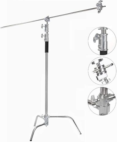 EACHSHOT 2 Packs C Stand with Wheels and Bags Metal Max 10.8ft/330cm with 3.48ft/106cm Holding Arm 2 Pieces Grip Head Godox AD600 Pro Aputure 300D II for Photography Studio Video Monolight in Saudi Arabia