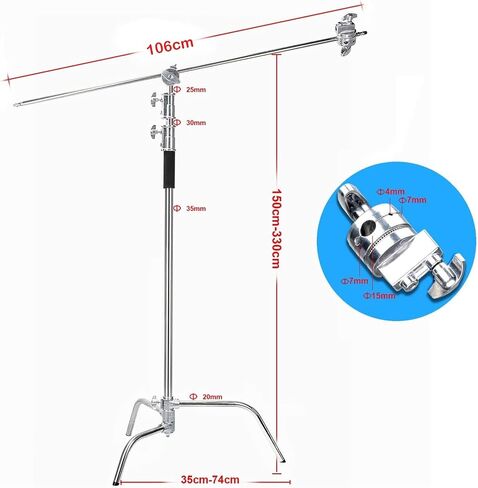 EACHSHOT 2 Packs C Stand with Wheels and Bags Metal Max 10.8ft/330cm with 3.48ft/106cm Holding Arm 2 Pieces Grip Head Godox AD600 Pro Aputure 300D II for Photography Studio Video Monolight in Saudi Arabia