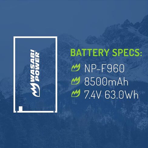 Wasabi Power Battery for Sony NP-F975, NP-F970, NP-F960, NP-F950 (8500mAh) and Sony DCR-VX2100, DSR-PD150, DSR-PD170, FDR-AX1, HDR-AX2000, HDR-FX1, HDR-FX7, HDR-FX1000, HVL-LBPB, HVR-HD1000U, HVR-V1U, HVR-Z1P, HVR-Z1U, HXR-MC2000U, MVC-FDR1, NEX-EA50UH, N in Kuwait