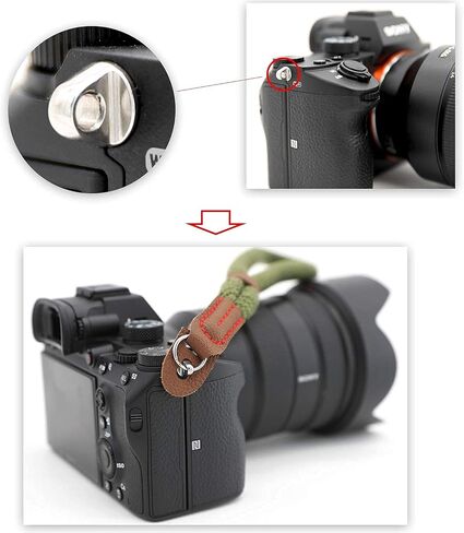 Comfortable Cotton Camera Hand Wrist Strap Compatible for Sony A7 A9 A6000 A6300 A6500 Fujifilm X-T30 X-T20 X-T3 X-T2 X70 ILCE M10 Mirrorless Cameras Safety Tether (Black) in Saudi Arabia