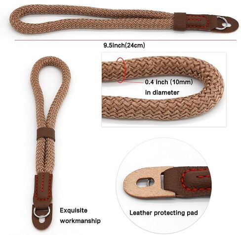 Comfortable Cotton Camera Hand Wrist Strap Compatible for Sony A7 A9 A6000 A6300 A6500 Fujifilm X-T30 X-T20 X-T3 X-T2 X70 ILCE M10 Mirrorless Cameras Safety Tether (Black) in Kuwait