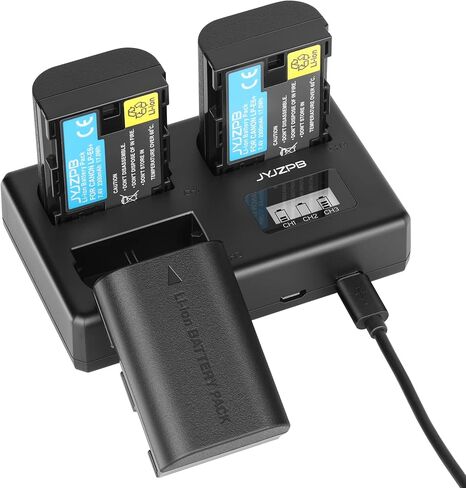 JYJZPB LP-E6 LP-E6N Battery 3-Pack Compatible for Canon EOS 5D Mark II III, 5DS R Rechargeable Battery Charger Triple Slot for Canon EOS 80D, 90D, 60D, 70D, 5DS R, 6D, 7D, 3 Channel Camera Batteries in Saudi Arabia