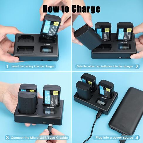 JYJZPB LP-E6 LP-E6N Battery 3-Pack Compatible for Canon EOS 5D Mark II III, 5DS R Rechargeable Battery Charger Triple Slot for Canon EOS 80D, 90D, 60D, 70D, 5DS R, 6D, 7D, 3 Channel Camera Batteries in Saudi Arabia