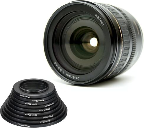 PATIKIL Step Up Rings Set, 9 Pack 37-49mm 49-52mm 52-55mm 55-58mm 58-62mm 62-67mm 67-72mm 72-77mm 77-82mm Lens Filter Adapter Ring for Camera Lenses, Black in Saudi Arabia
