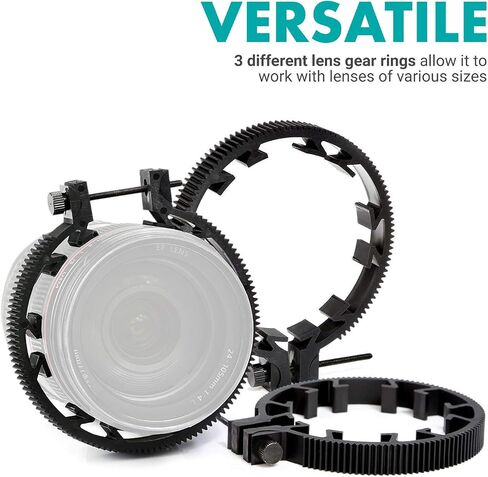 Movo F2X Precision Follow Focus System with Hard Stops and 65mm, 75mm, 85mm Adjustable Gear Rings in Saudi Arabia