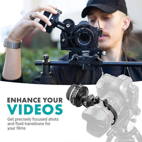 Movo F2X Precision Follow Focus System with Hard Stops and 65mm, 75mm, 85mm Adjustable Gear Rings in Saudi Arabia