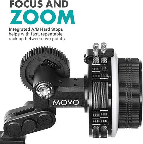 Movo F2X Precision Follow Focus System with Hard Stops and 65mm, 75mm, 85mm Adjustable Gear Rings in Saudi Arabia