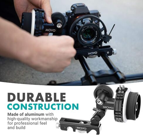 Movo F2X Precision Follow Focus System with Hard Stops and 65mm, 75mm, 85mm Adjustable Gear Rings in Saudi Arabia