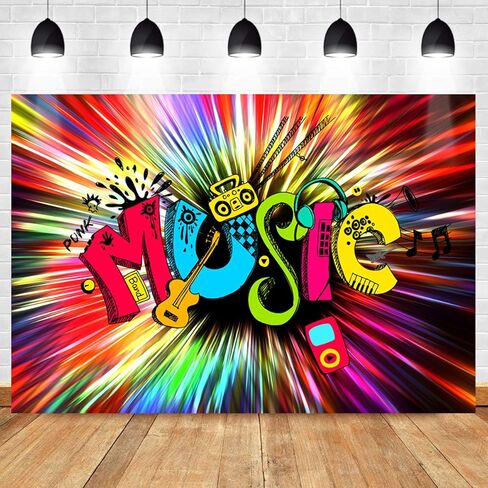 Colorful Music Party Backdrop Guitar Speaker Photo Background MEETSIOY Hip Hop Disco Studio Prop Banner Birthday Party Supplies Photography Backdrop 5x3ft BJZSMT124 in Kuwait