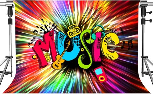 Colorful Music Party Backdrop Guitar Speaker Photo Background MEETSIOY Hip Hop Disco Studio Prop Banner Birthday Party Supplies Photography Backdrop 5x3ft BJZSMT124 in Kuwait
