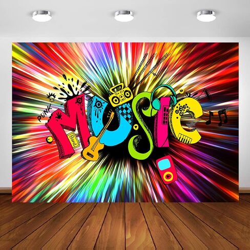 Colorful Music Party Backdrop Guitar Speaker Photo Background MEETSIOY Hip Hop Disco Studio Prop Banner Birthday Party Supplies Photography Backdrop 5x3ft BJZSMT124 in Kuwait