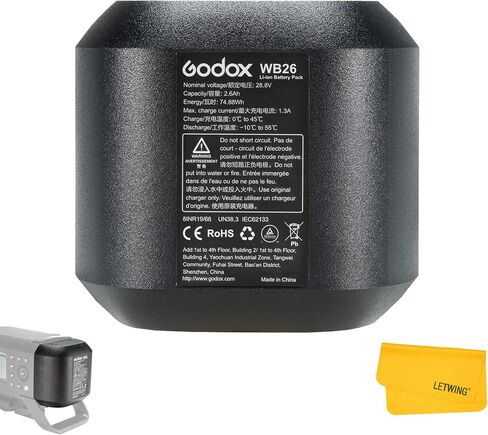 GODOX WB26 Lithium Battery Pack AD600 Pro Flash Strobe, 28.8V/2.6Ah 74.88Wh Rechargeable Li-ion Battery Replacement in Saudi Arabia