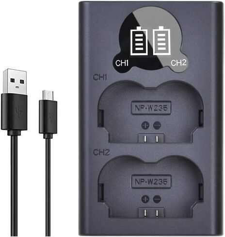 Tectra LED USB Dual Battery Charger with Type C Port for Fujifilm NP-W235 NPW235 Battery and Fuji X-T4 Mirrorless Digital Camera in Saudi Arabia