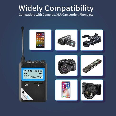 kacallap ALLAP-W1-2 Kit Omnidirectional UHF Wireless Lavalier Microphone System with 1 Receiver, 2 Transmitter, A/B Group Total 100 Channel for Canon Nikon Sony Cameras, XLR Camcorder, Phone in Saudi Arabia