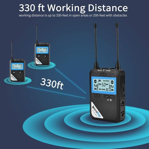 kacallap ALLAP-W1-2 Kit Omnidirectional UHF Wireless Lavalier Microphone System with 1 Receiver, 2 Transmitter, A/B Group Total 100 Channel for Canon Nikon Sony Cameras, XLR Camcorder, Phone in Saudi Arabia