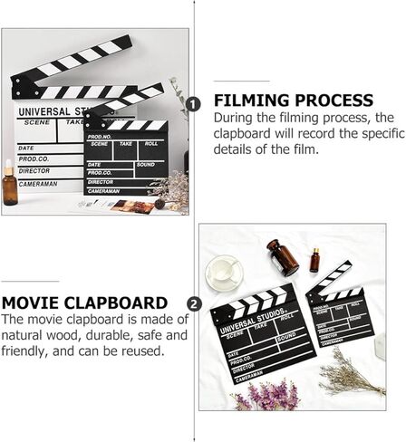 ARTIBETTER Television 1pc Cut Films Board Film Clapperboard Cardboard Booth Studio Scene and Slate Accessory Tv Movies Award Supplies Wooden Plays Prop Action Academy White Photography Tvs in Kuwait