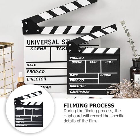 ARTIBETTER Television 1pc Cut Films Board Film Clapperboard Cardboard Booth Studio Scene and Slate Accessory Tv Movies Award Supplies Wooden Plays Prop Action Academy White Photography Tvs in Kuwait