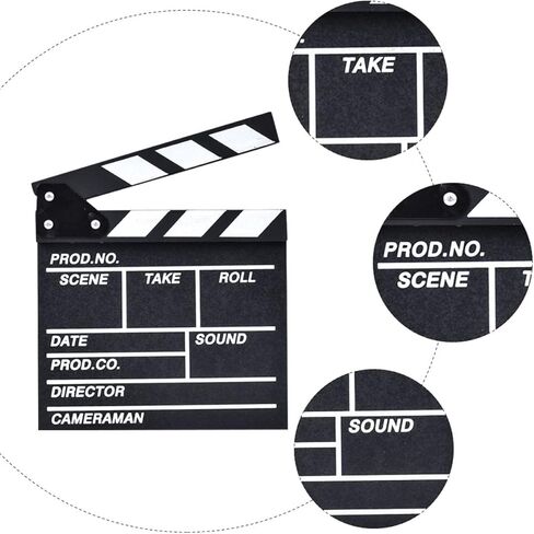 ARTIBETTER Television 1pc Cut Films Board Film Clapperboard Cardboard Booth Studio Scene and Slate Accessory Tv Movies Award Supplies Wooden Plays Prop Action Academy White Photography Tvs in Kuwait