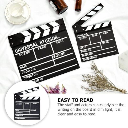 ARTIBETTER Television 1pc Cut Films Board Film Clapperboard Cardboard Booth Studio Scene and Slate Accessory Tv Movies Award Supplies Wooden Plays Prop Action Academy White Photography Tvs in Kuwait